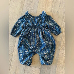 mabel + honey girls one piece floral blue size 12 months